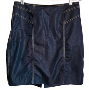 Cache Blue Denim-Look Chambray Stretch Skirt size 4 Casual V-2470